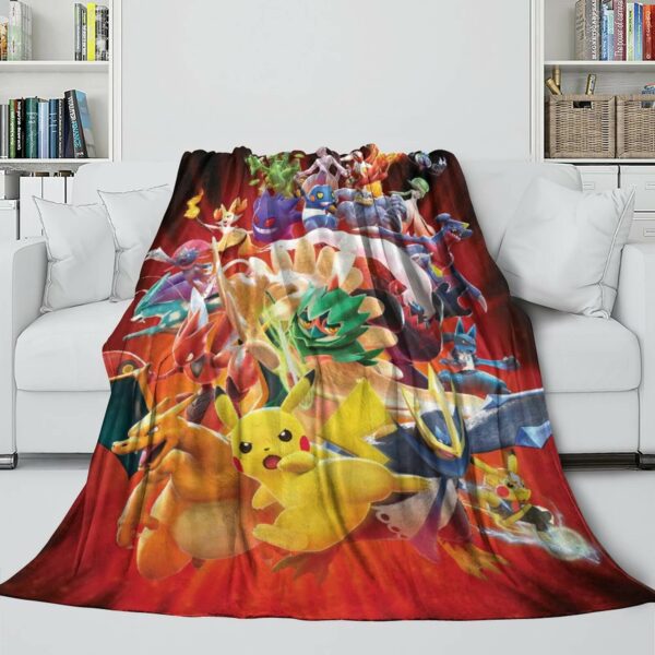 Pokemon Blanket Pikachu Printing Flannel Throw Pattern #1