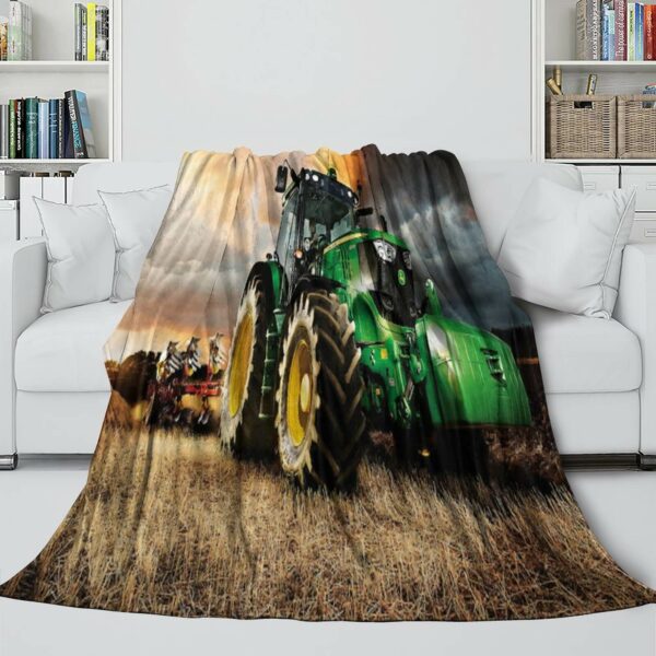 Tractor Blanket Printing Flannel Throw